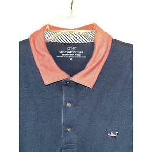 Vineyard Vines Men's Edgartown Polo Short Sleeve Polo Shirt, Size XL, Navy Coral